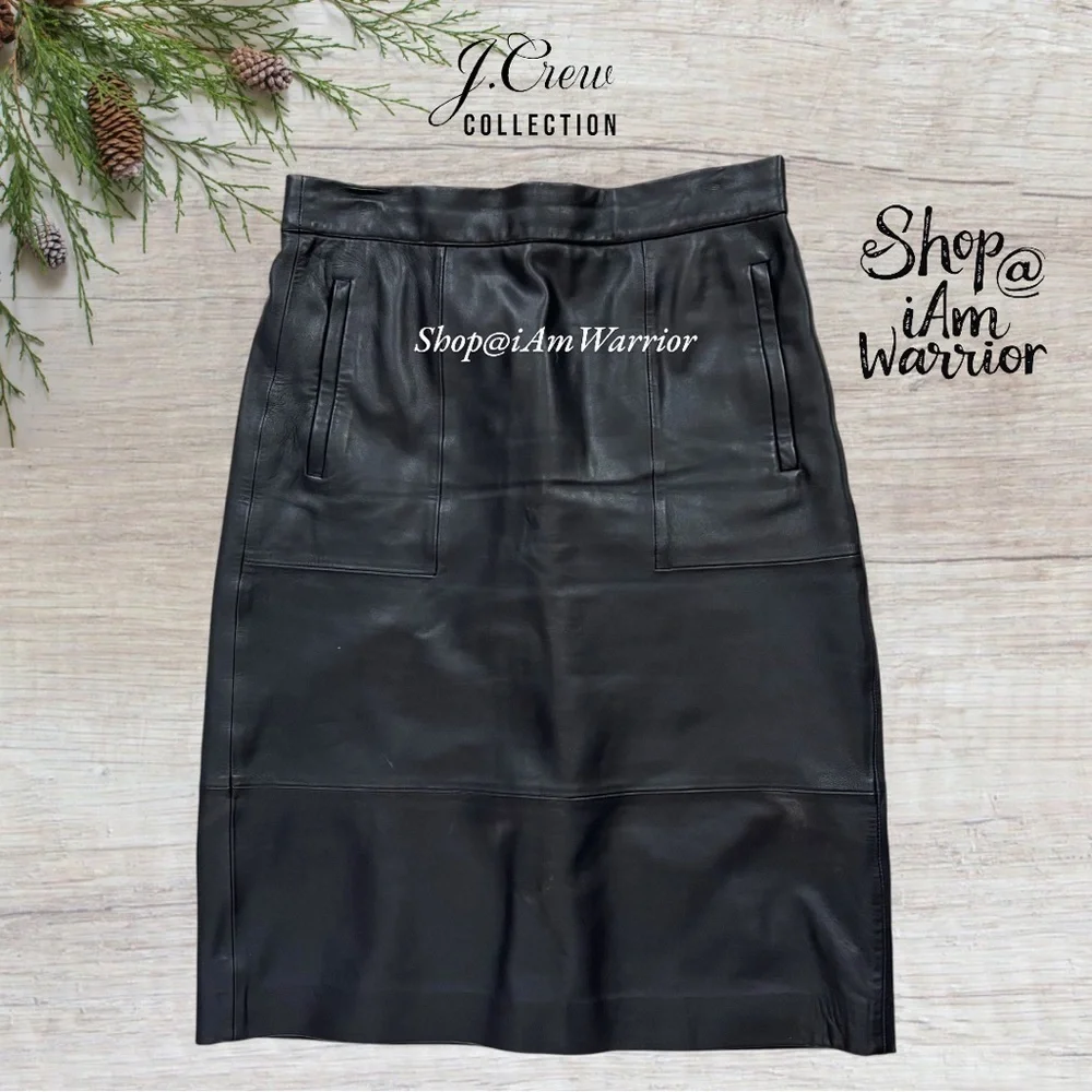 J.Crew Collection genuine leather a-line midi-skirt *shop@iamwarrior